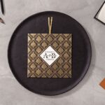 Yaldızlı Motif Desenli Siyah Düğün Davetiyesi