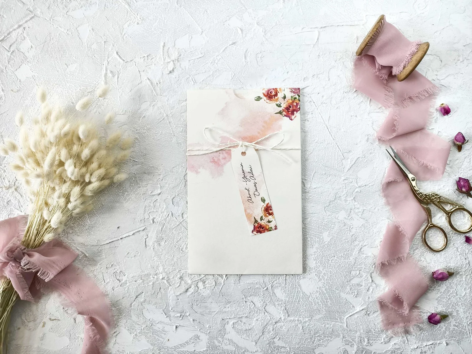 çiçek tasarımlı renkli davetiye (1)