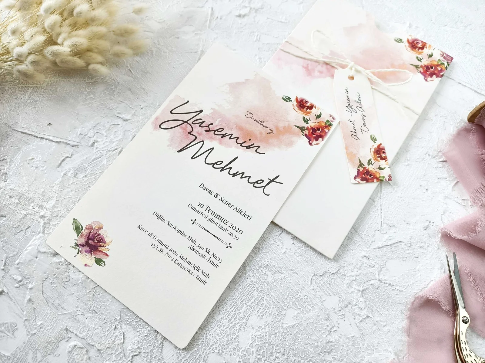 çiçek tasarımlı renkli davetiye (3)