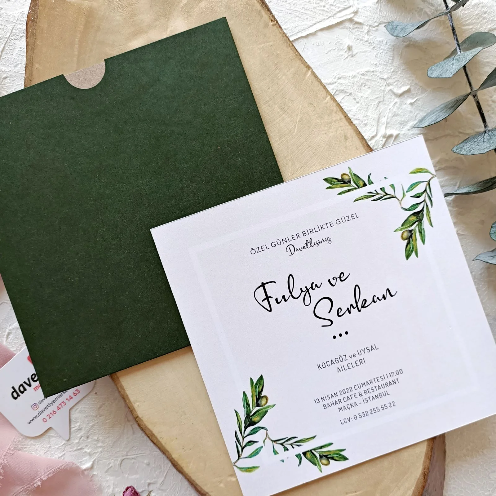 zeytin dalı tasarımlı davetiye (2)