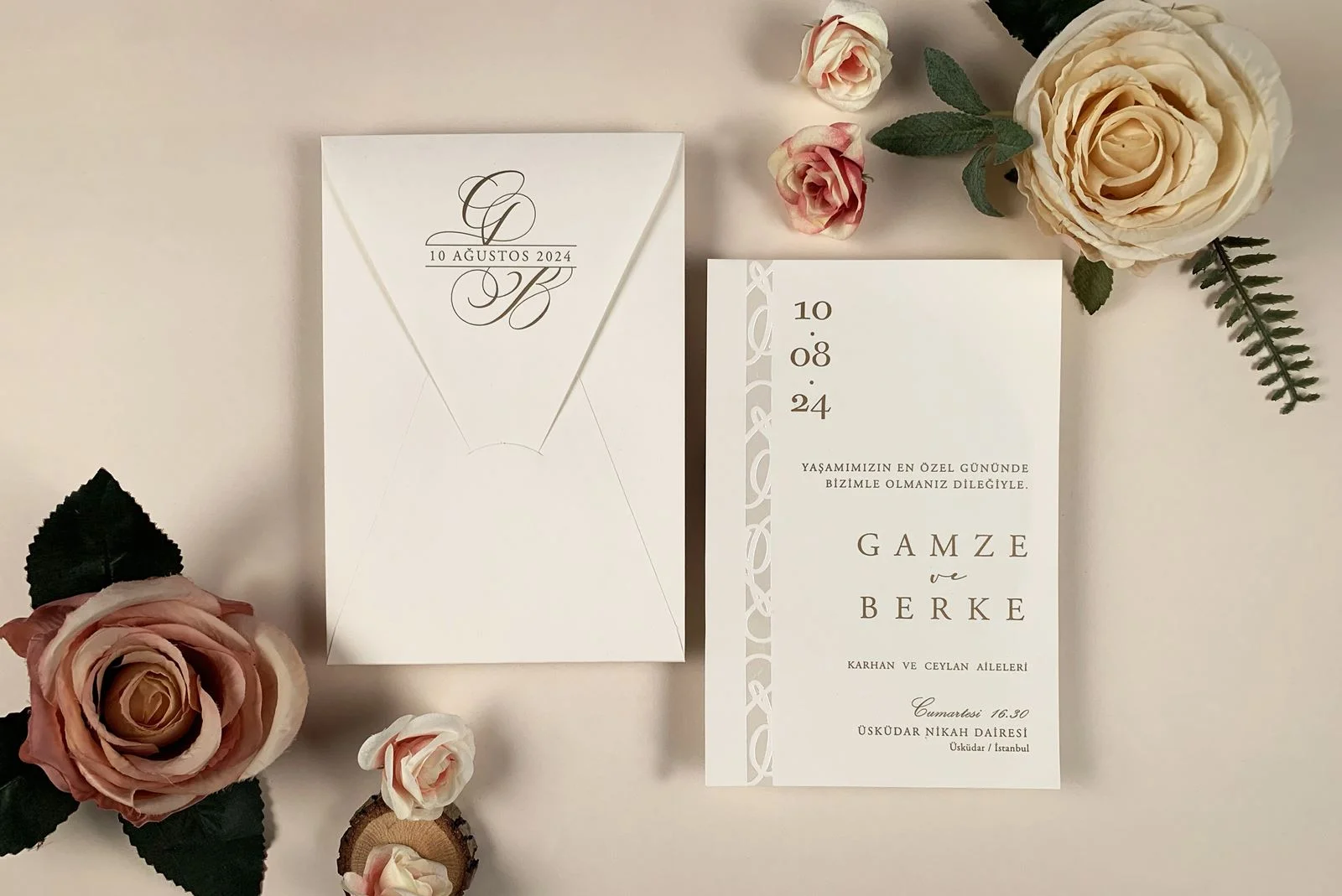 kabartmalı krem düğün kartı (1)