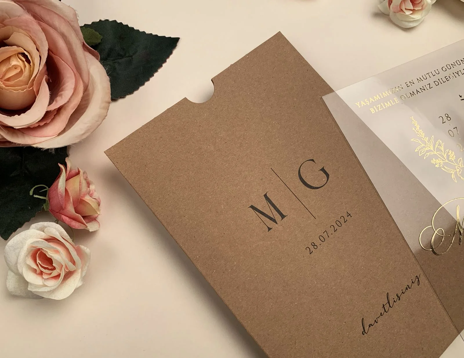 kraft zarflı saydam davetiye (2)