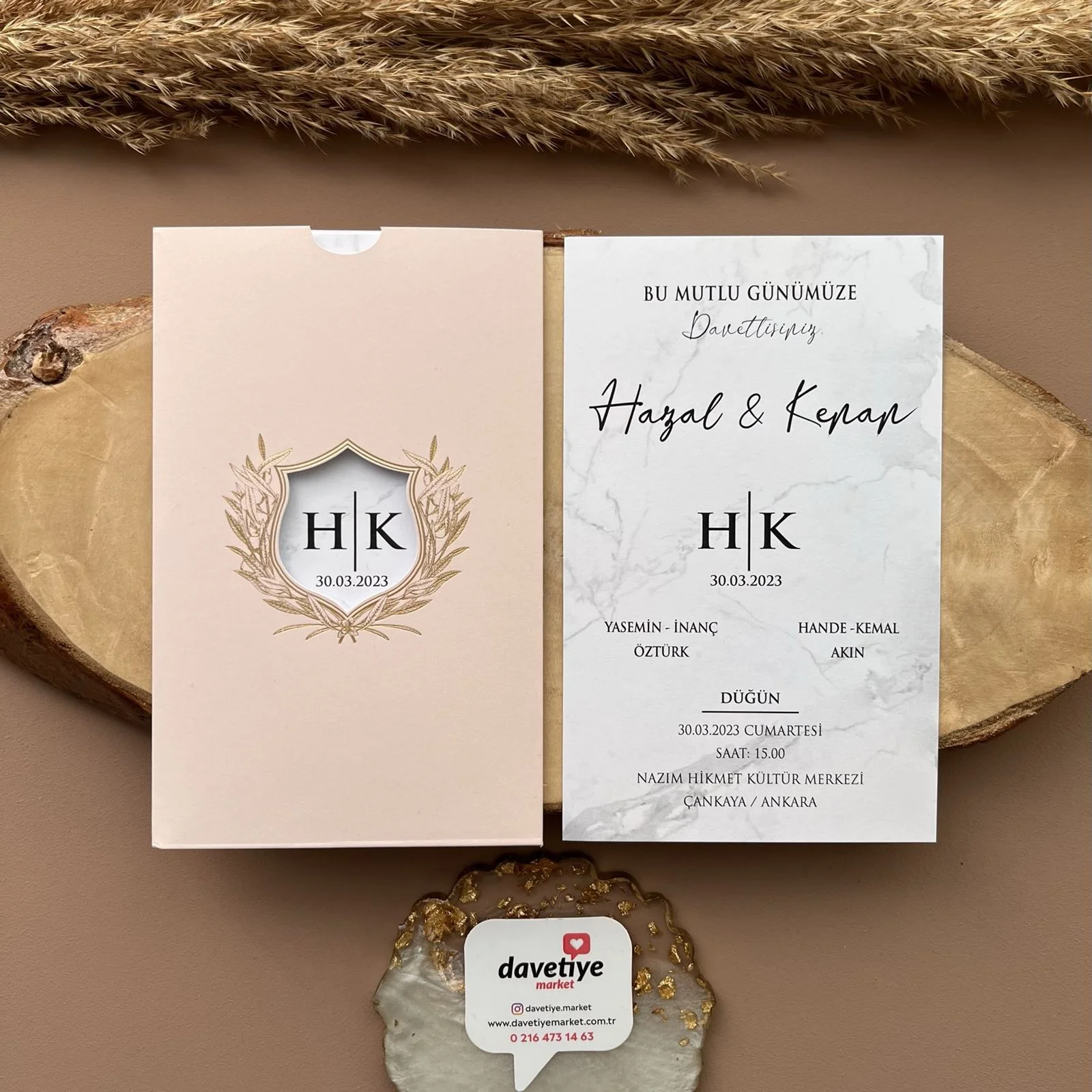 yavru ağzı pudra renkli ucuz davetiye