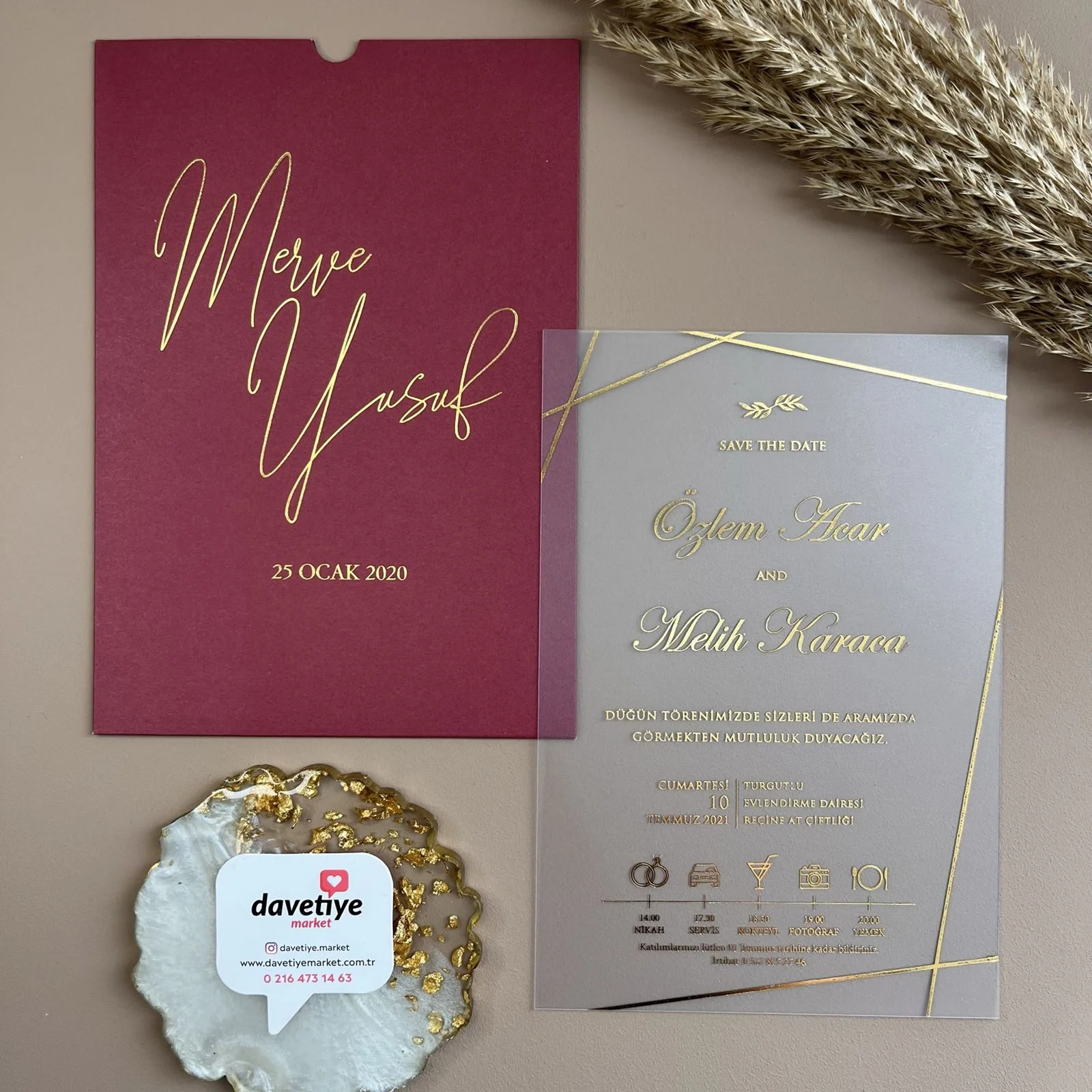 buzlu şeffaf bordo zarflı davetiye (1)