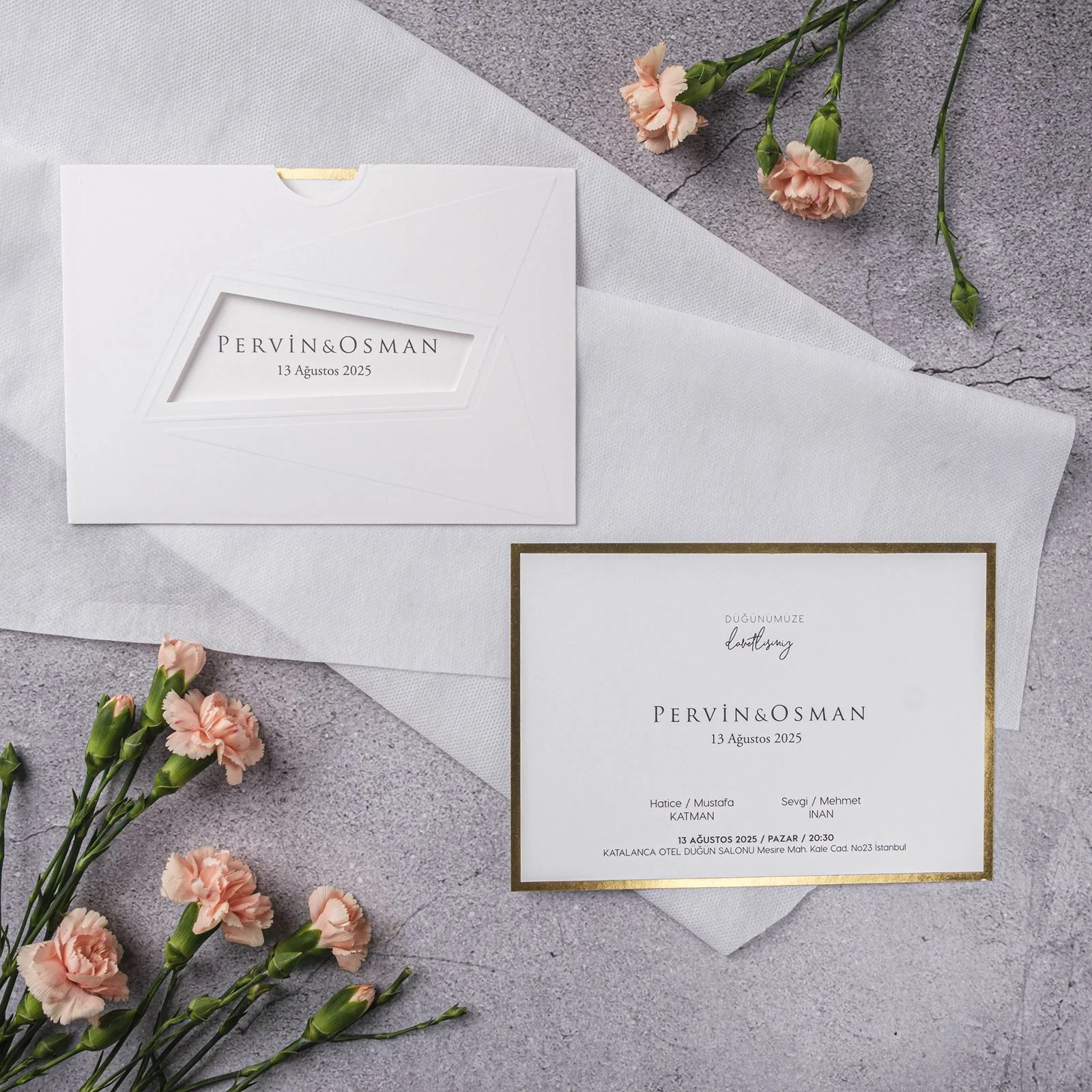 yaldız kenarlı zarif davetiye