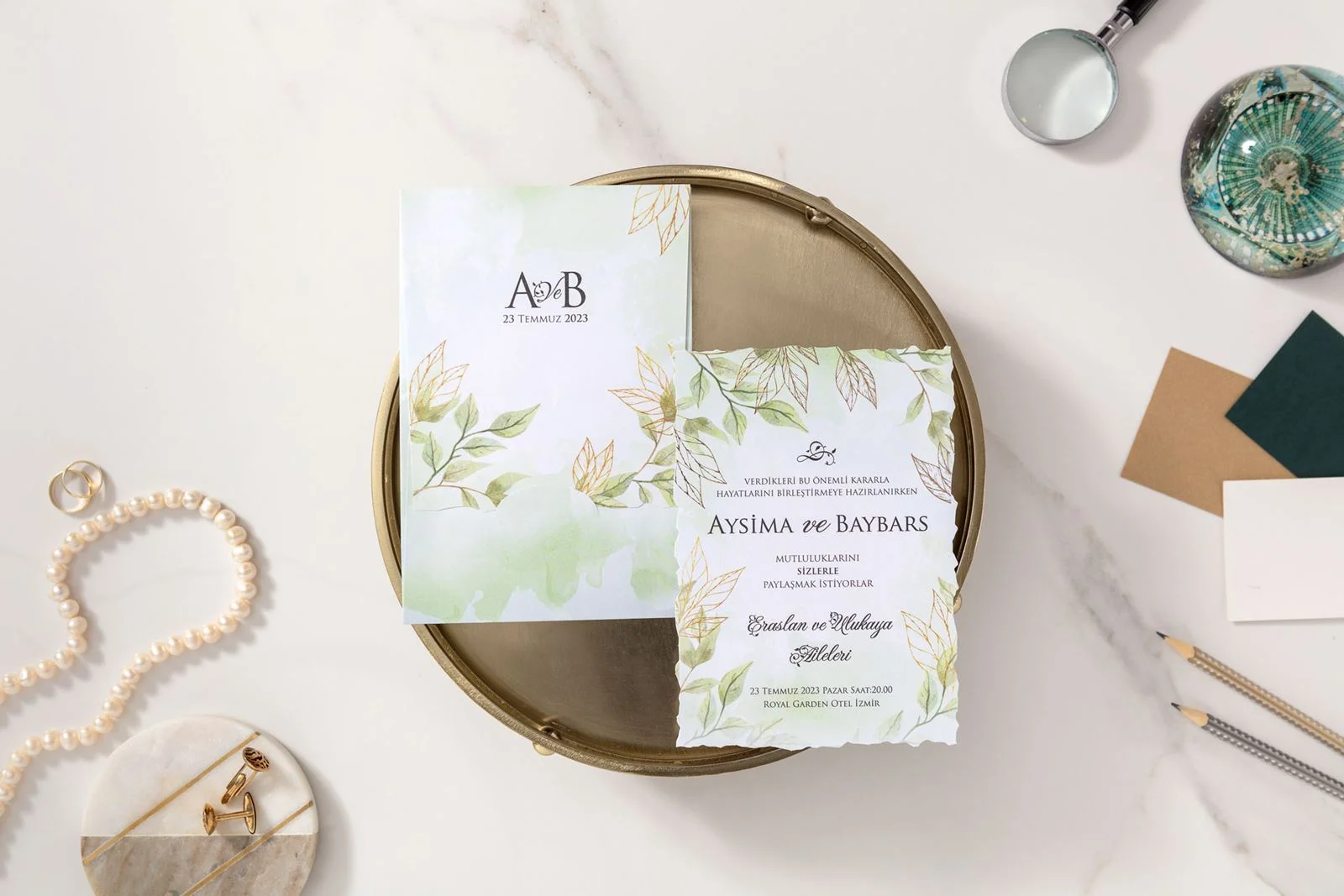 çiçek tasarımlı özel kesim davetiye (1)