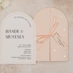 Oval Kesim Pembe Kurdeleli Davetiye