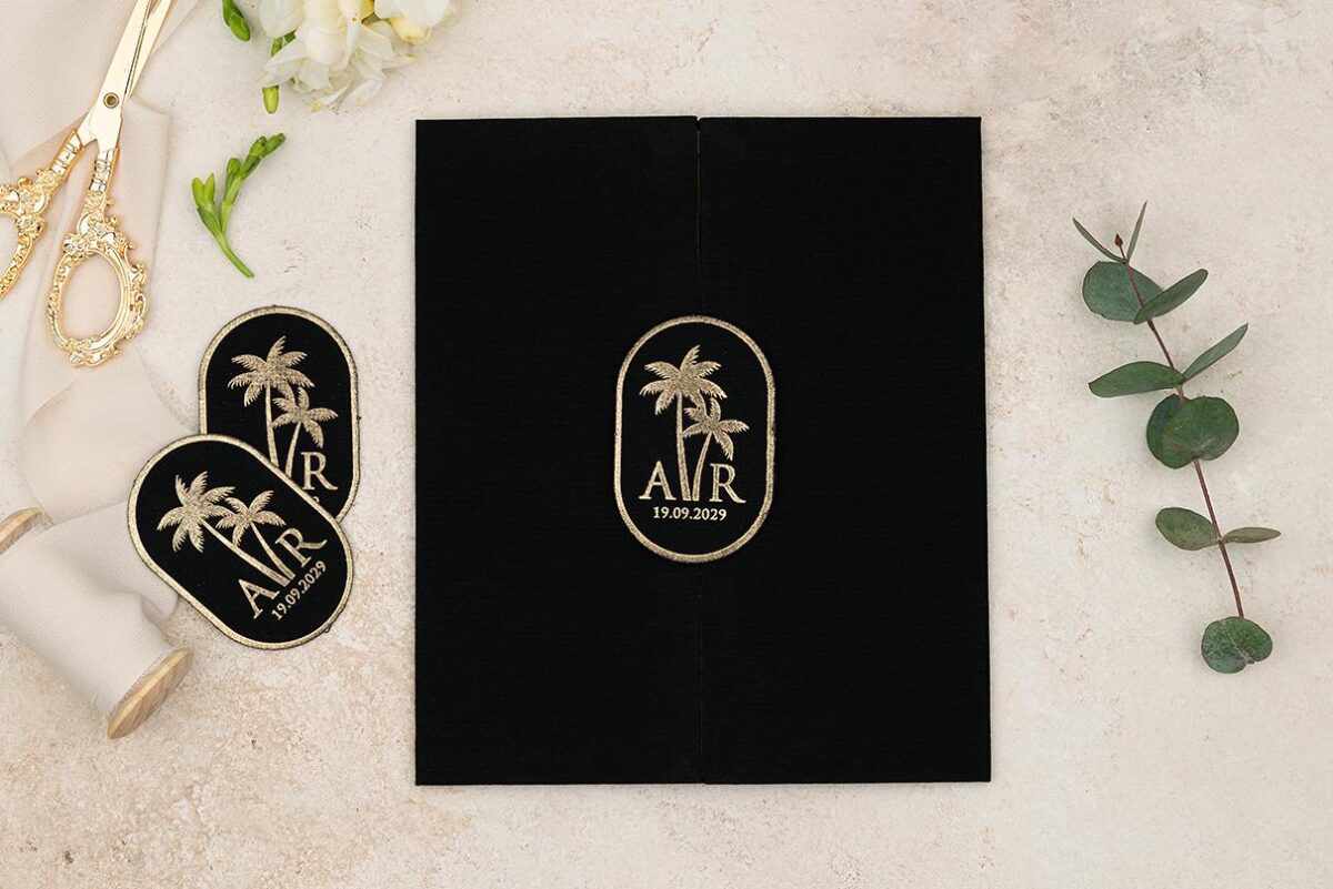 Siyah Keten Kaplı Lüks Davetiye - Jelatinli - Görsel 5