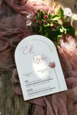 Pembe Çiçekli Oval Kesim Davetiye - Görsel 2