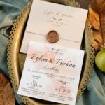 Rose Gold Yaldız Baskılı Kare Davetiye