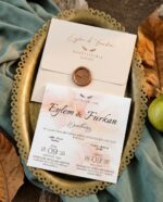 Rose Gold Yaldız Baskılı Kare Davetiye
