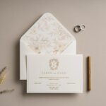 Floral Astarlı ve Altın Yaldızlı Davetiye